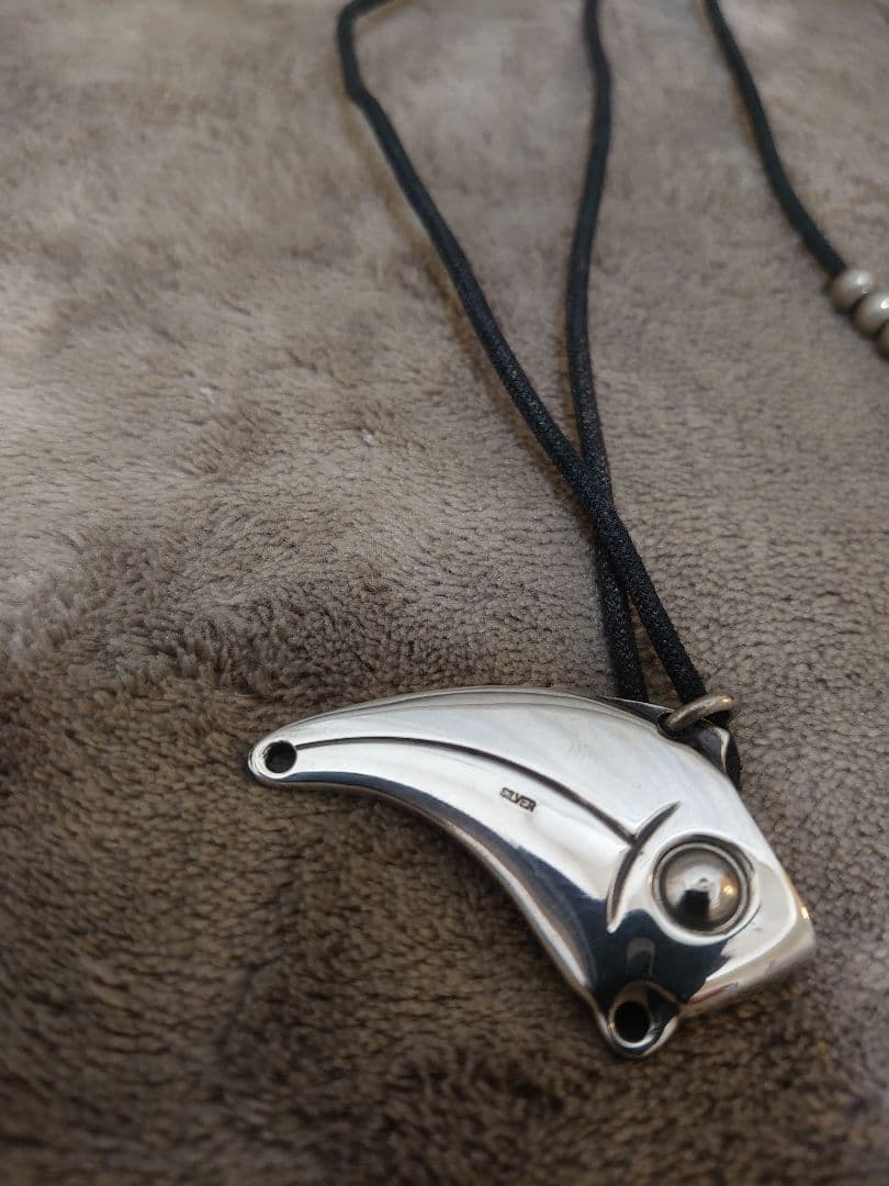 美品 希少 村田基 着用 ウォーターランド シルバーネックレス 釣り