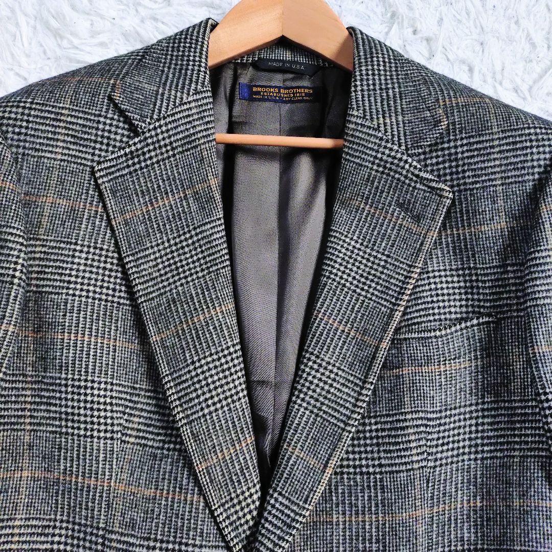 CAMEL 100%　テーラードジャケット　USA製　千鳥格子　L相当　グレー系