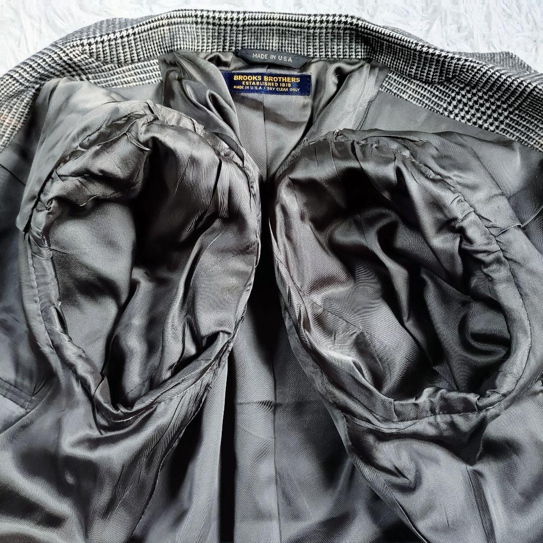 CAMEL 100%　テーラードジャケット　USA製　千鳥格子　L相当　グレー系