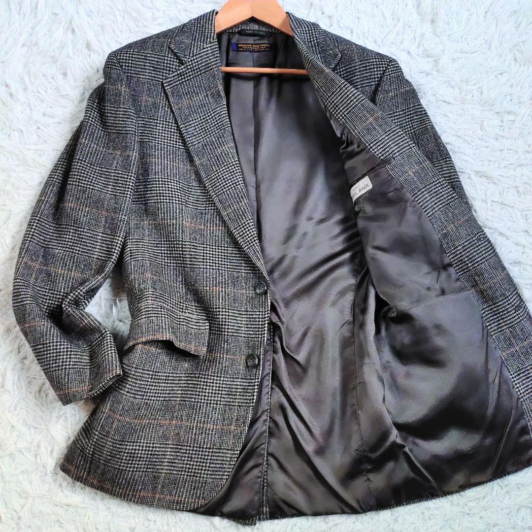 CAMEL 100%　テーラードジャケット　USA製　千鳥格子　L相当　グレー系