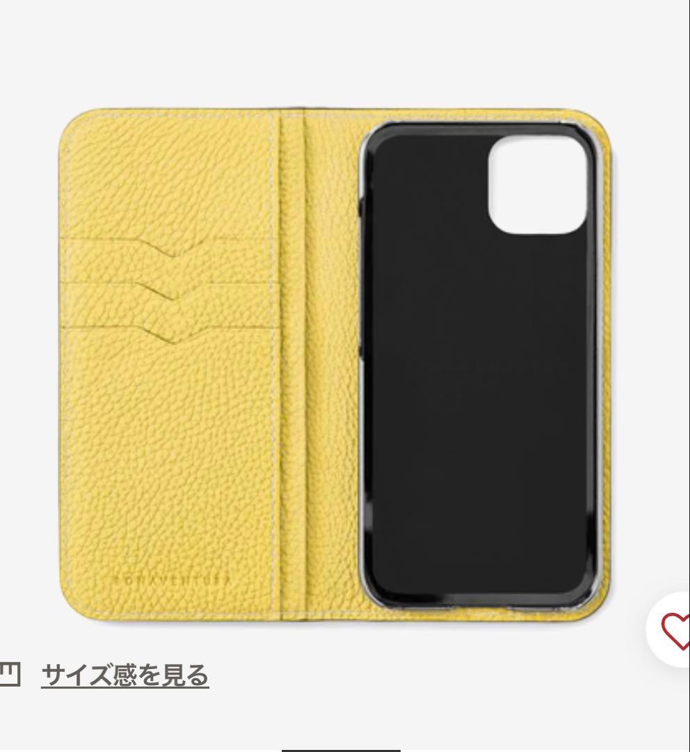 新品！ボナベンチュラiPhone14手帳型ケース ベージュ/イエロー