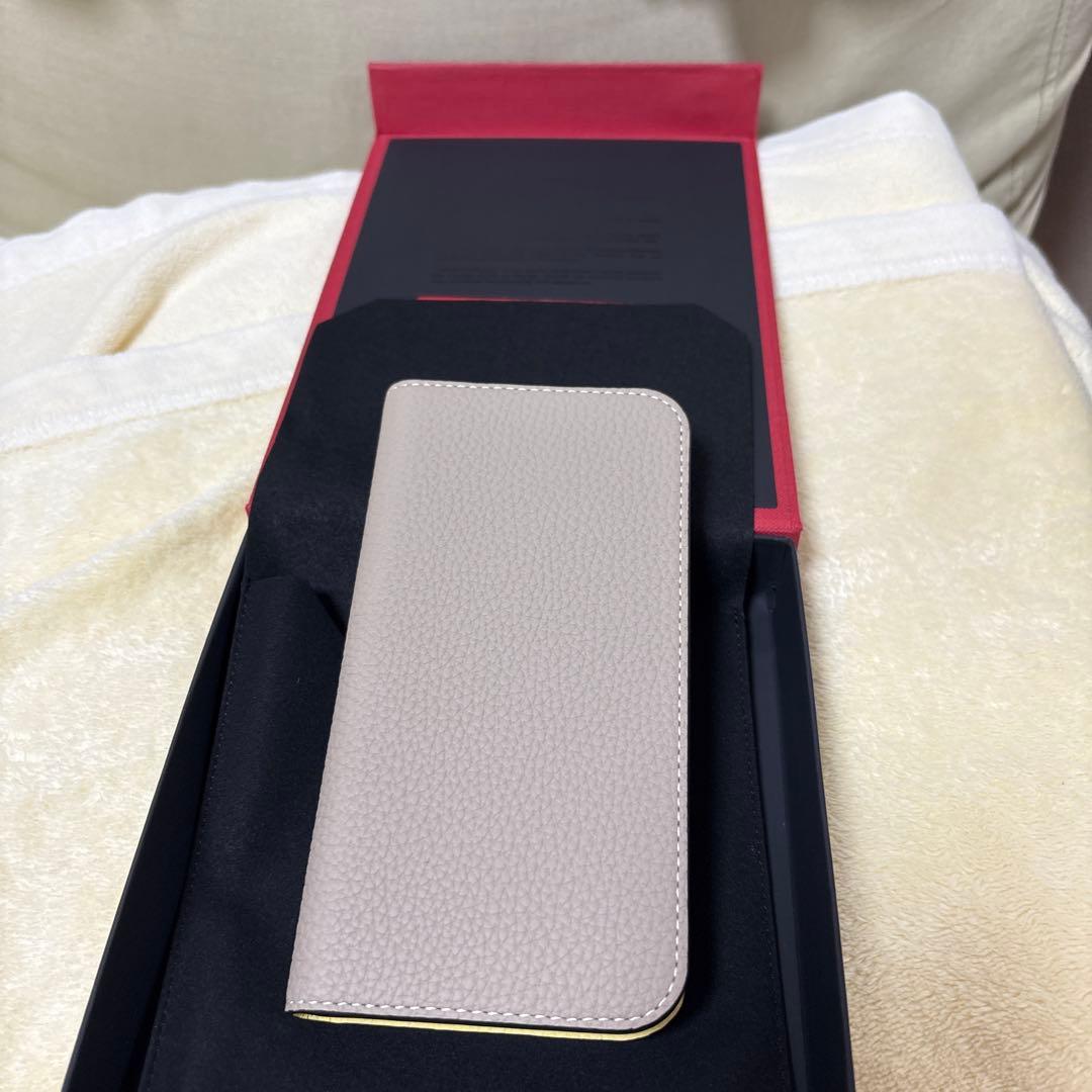 新品！ボナベンチュラiPhone14手帳型ケース ベージュ/イエロー