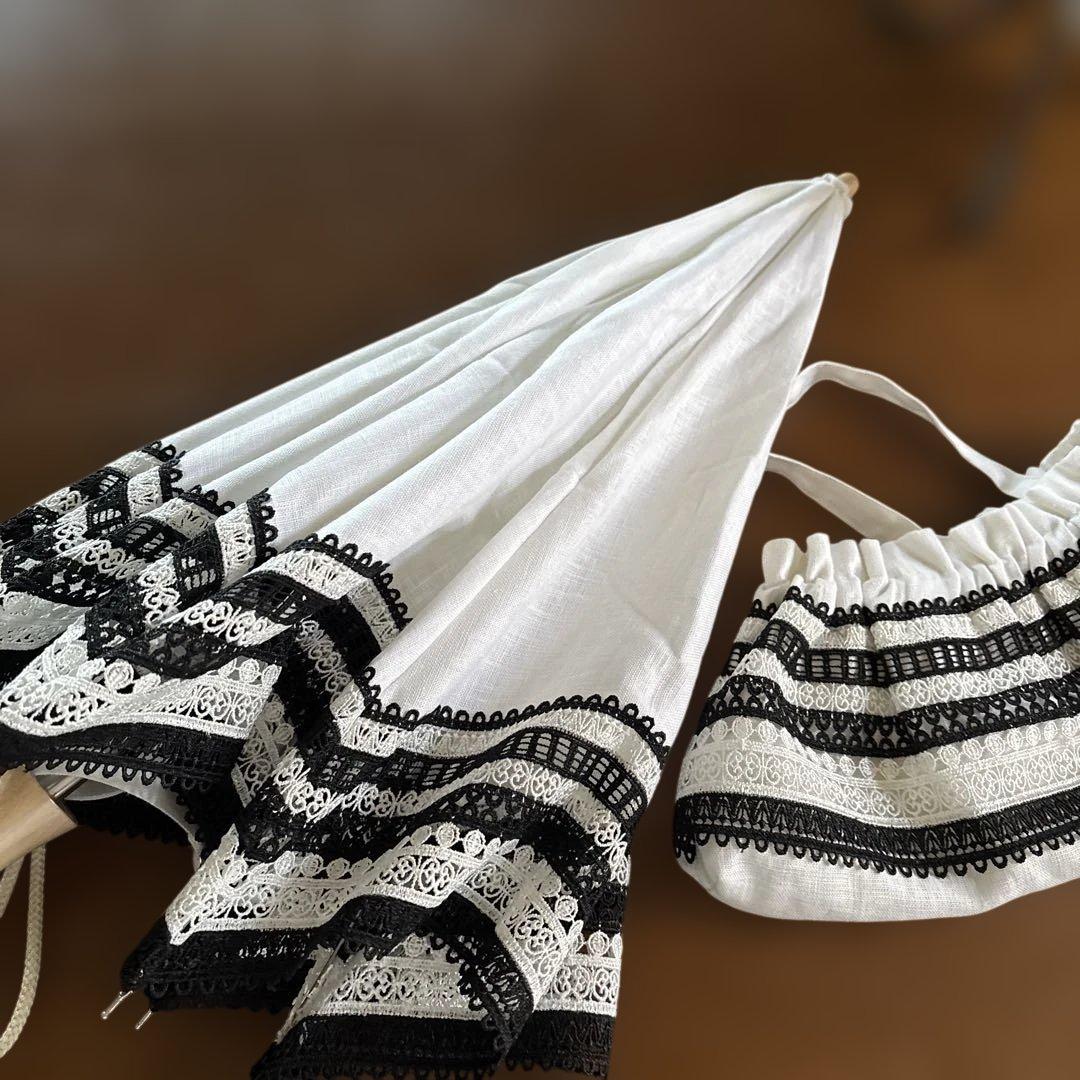 近沢レース　未使用　折りたたみ日傘 カゴバック