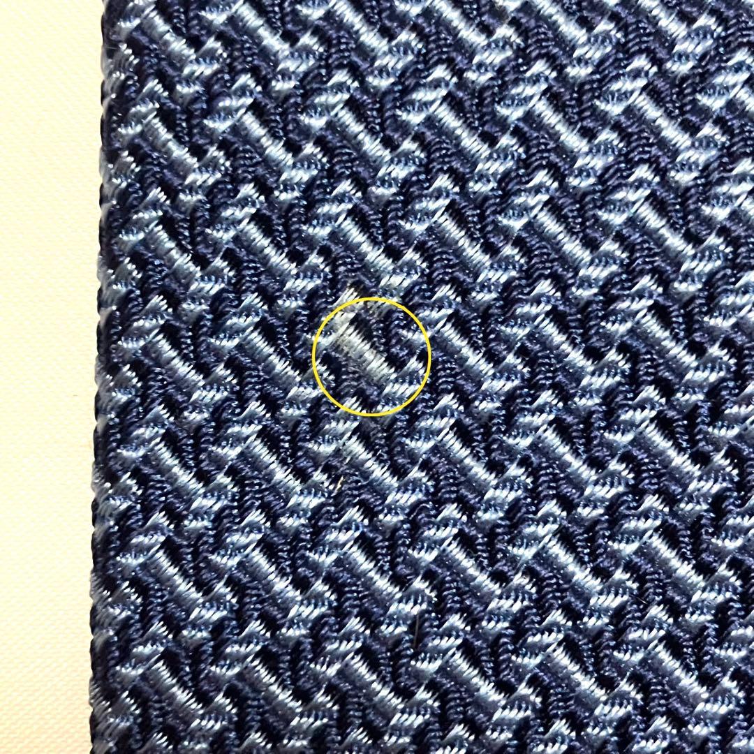 良品 HERMES エルメス ネクタイ H柄 総柄 ブルー系 シルク100%