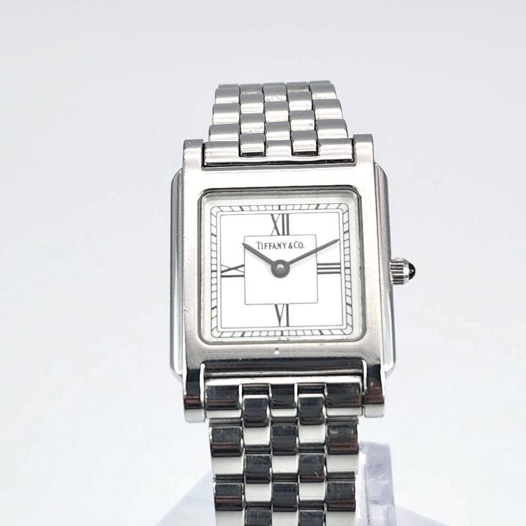 TIFFANY&CO. クラシック　腕時計　スクエア　ローマン　純正SSベルト