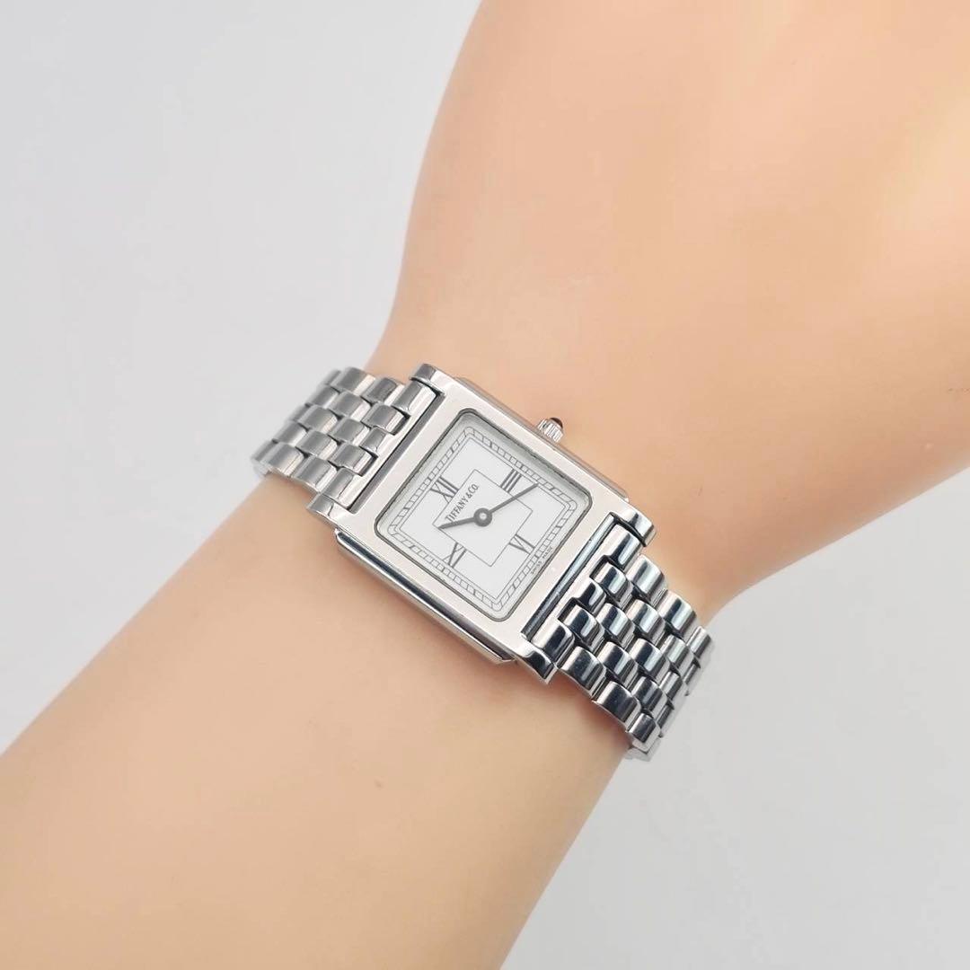 TIFFANY&CO. クラシック　腕時計　スクエア　ローマン　純正SSベルト
