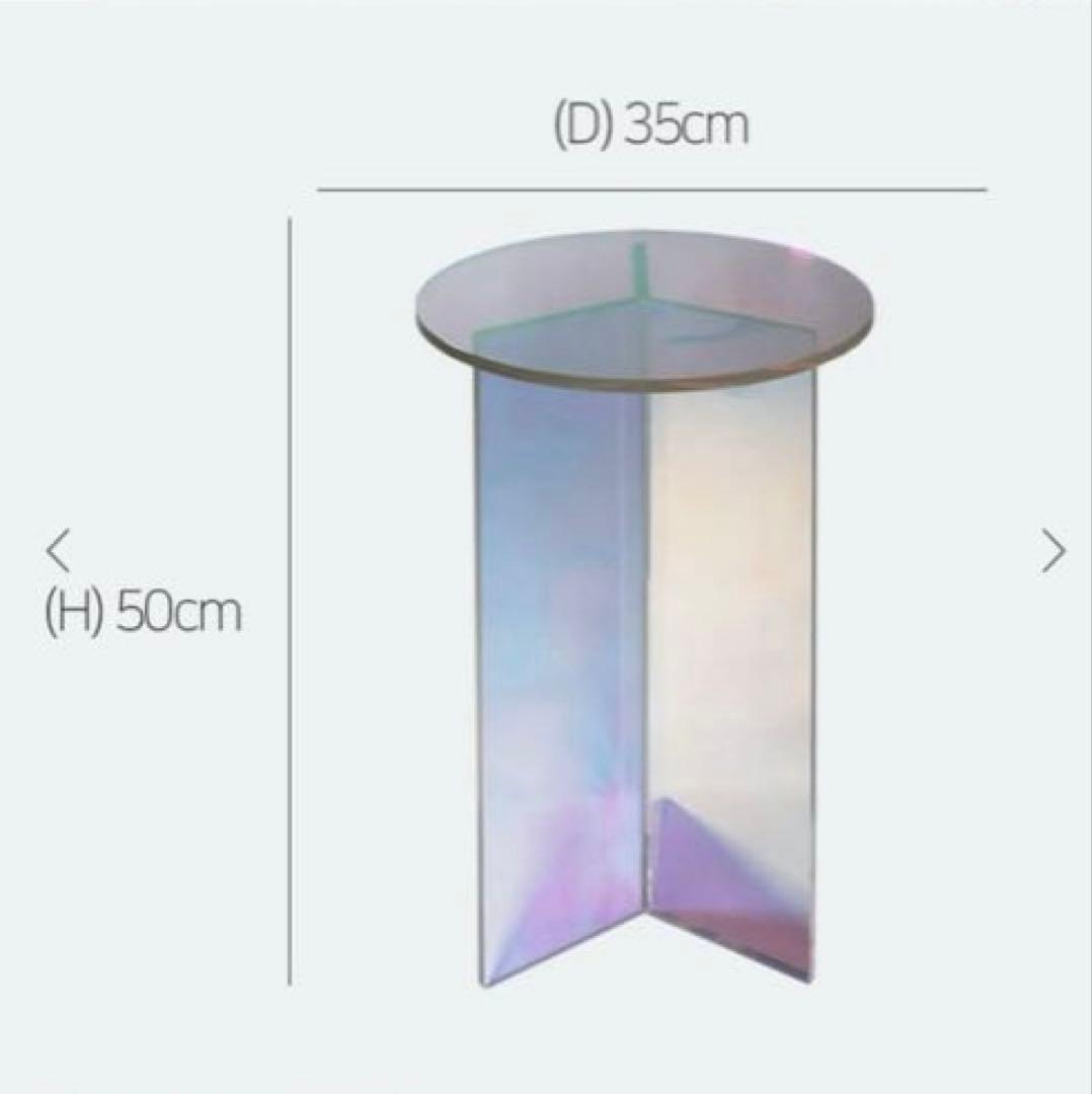 オーロラ ホログラム 韓国風アクリル円形ミニサイドテーブル