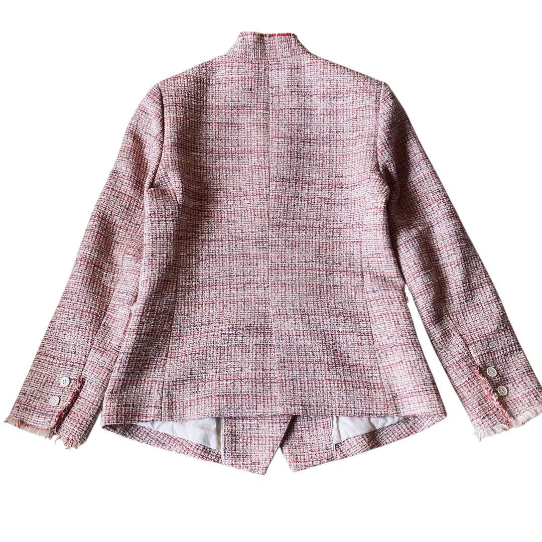 Whim Gazette ツイードノーカラージャケット レッド系 フリーサイズ