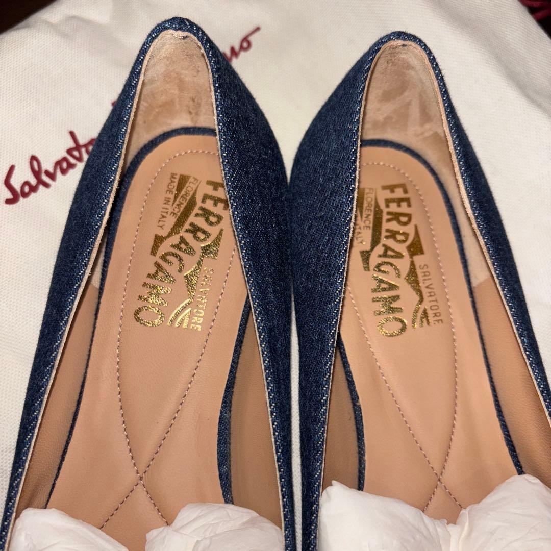 Salvatore Ferragamo デニムバレエシューズ
