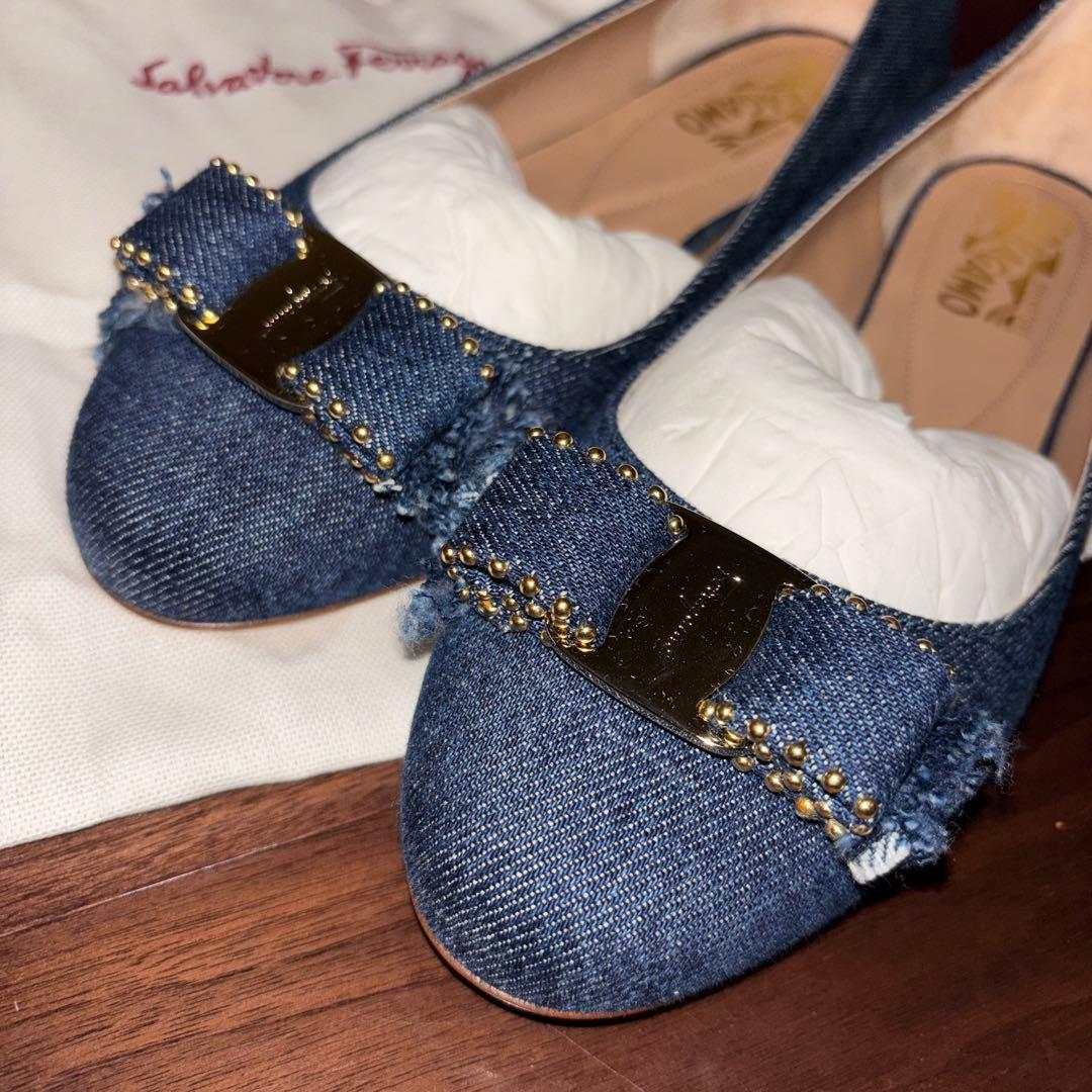 Salvatore Ferragamo デニムバレエシューズ