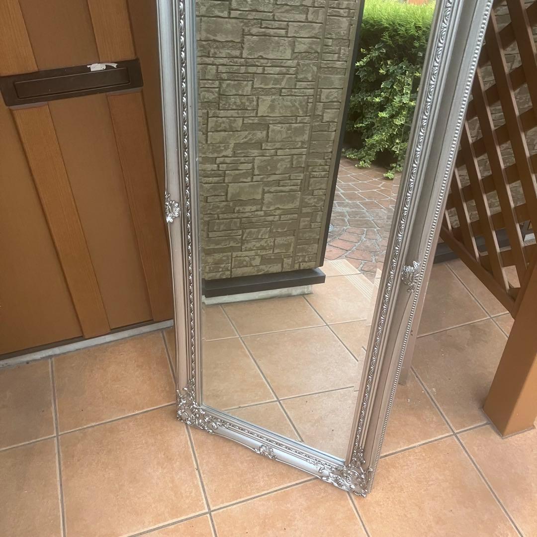 イタリア製　アンティーククラシック　シルバー　スタンドミラー　姿見高級