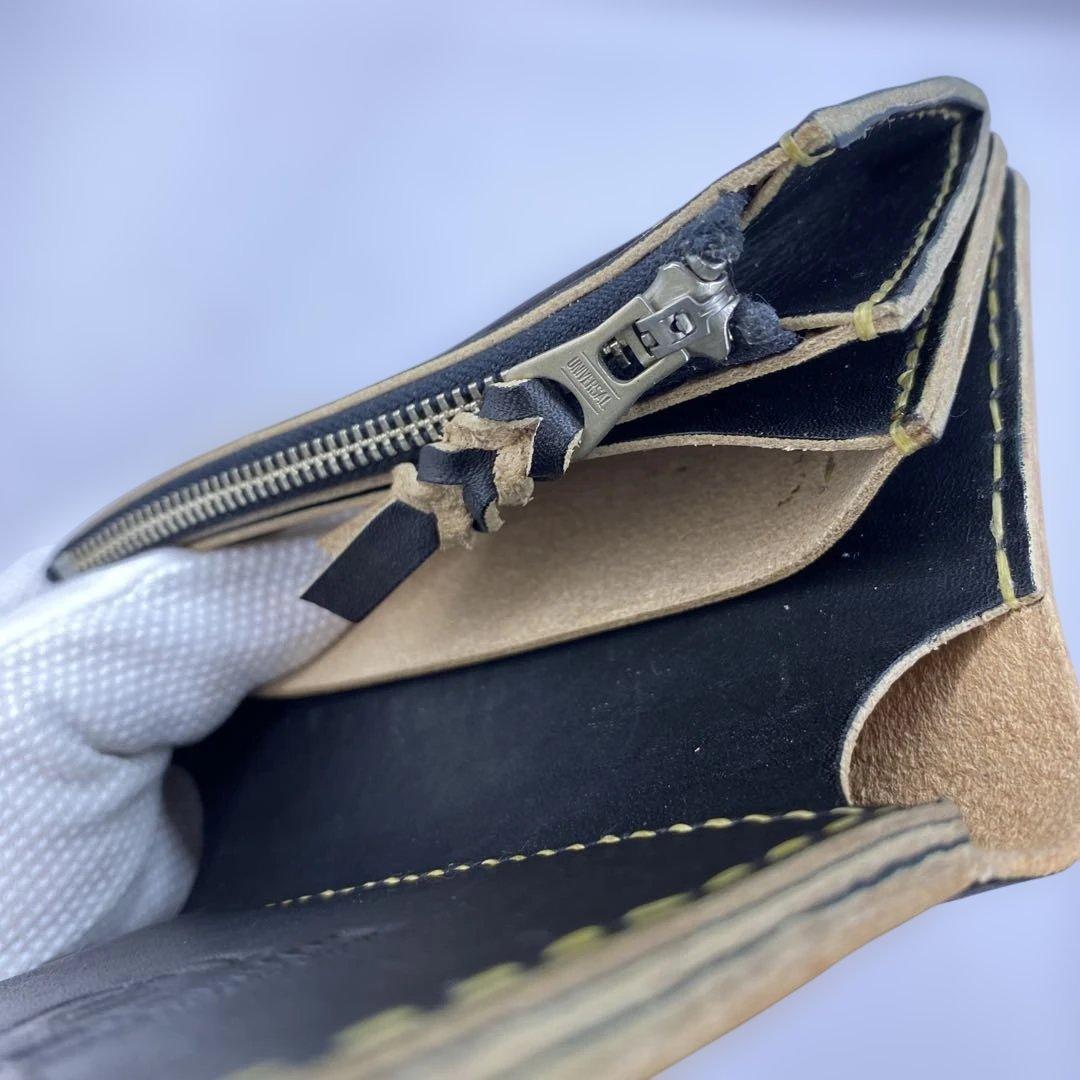 無骨 お札折らずに収納できる手染めミドルトラッカーウォレット BTW0627