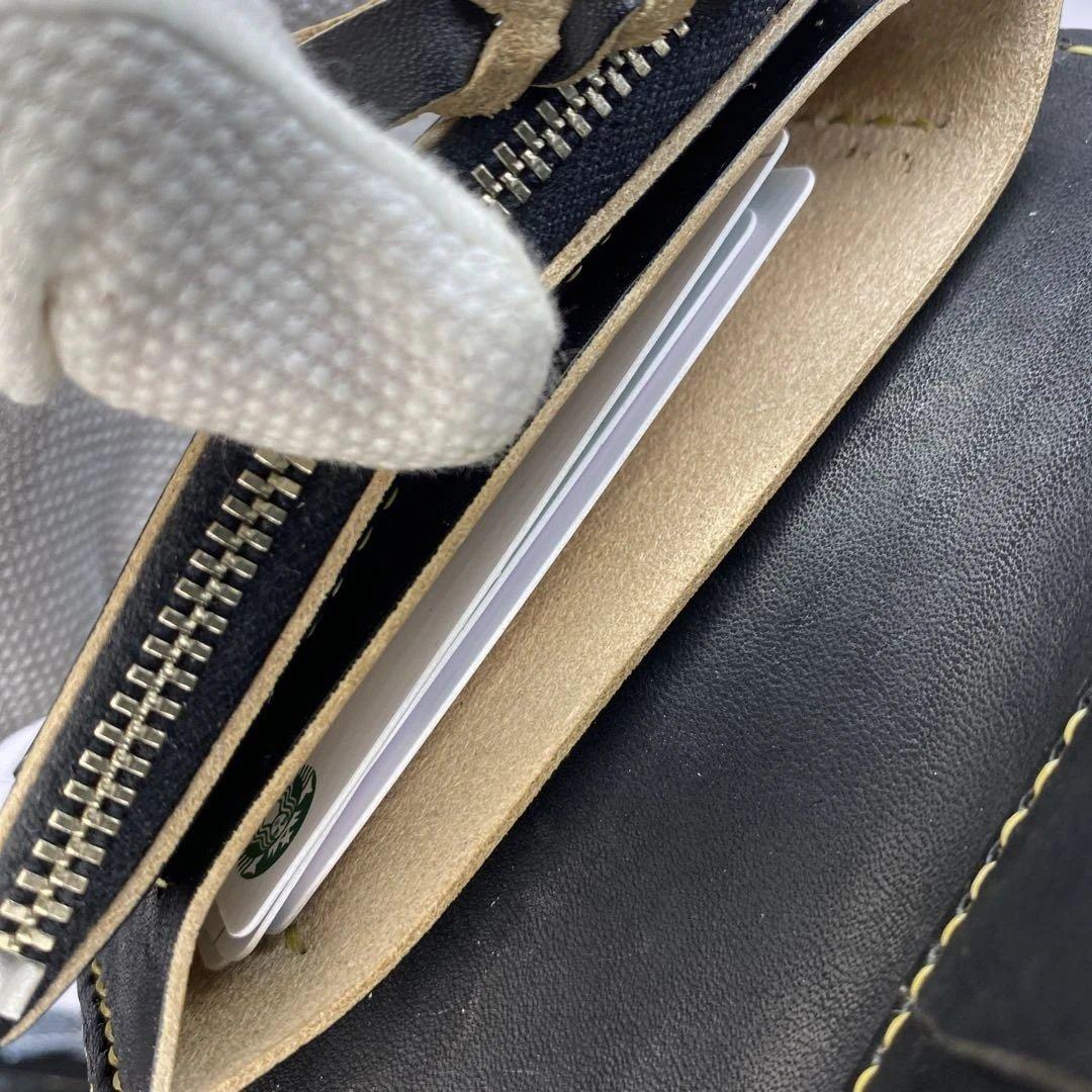 無骨 お札折らずに収納できる手染めミドルトラッカーウォレット BTW0627