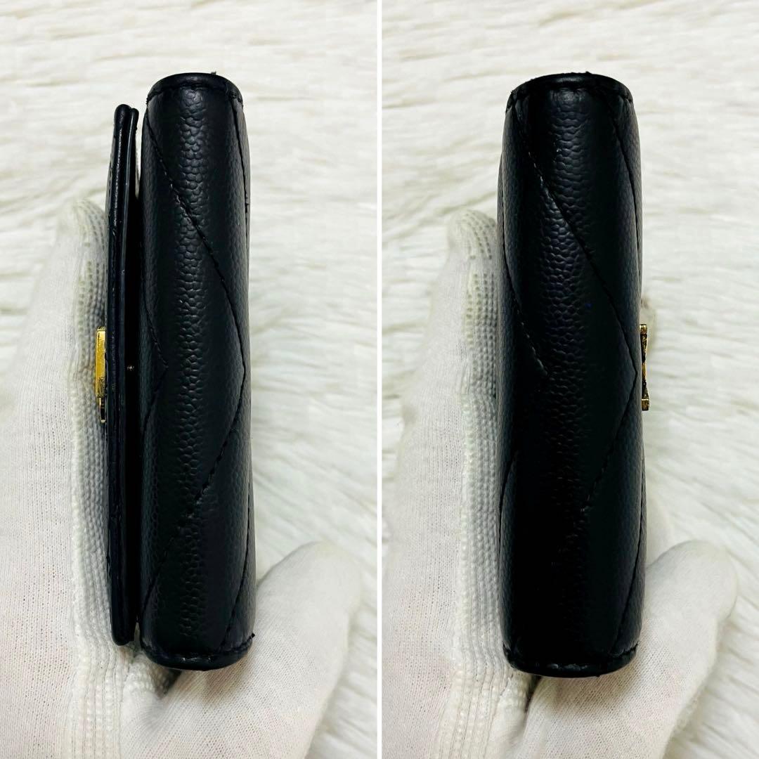 極美✨付属あり✨サンローラン キーケース 6連 キャビアスキン Vステッチ 黒