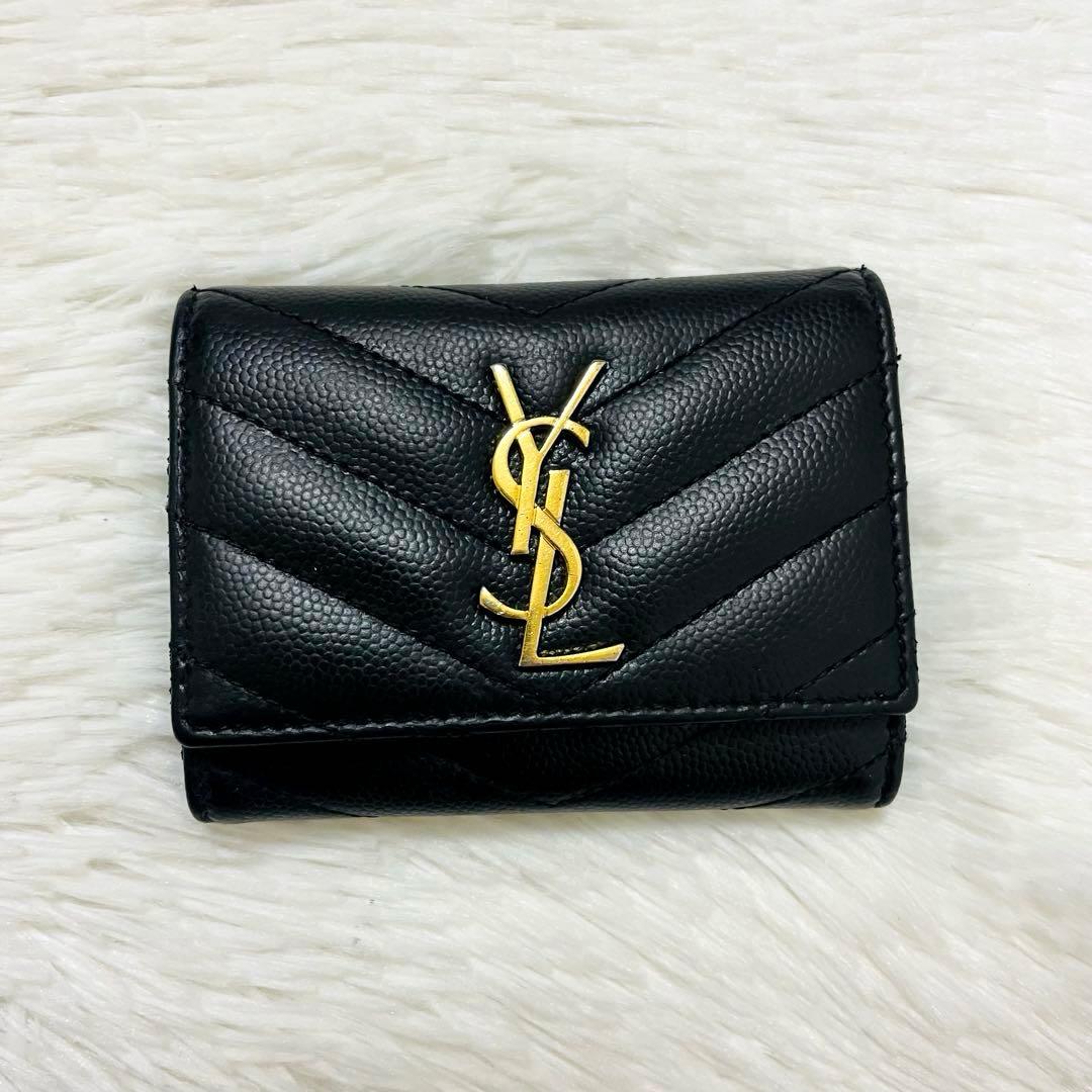 極美✨付属あり✨サンローラン キーケース 6連 キャビアスキン Vステッチ 黒