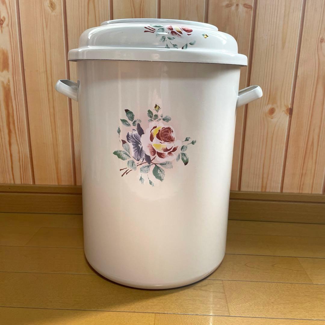 イマン　プリンセスローズ　トラッシュ缶　ホーロー