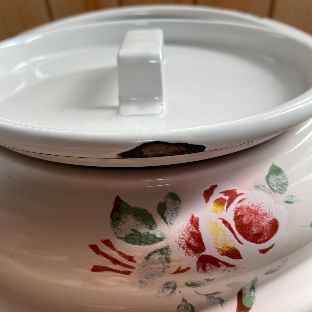 イマン　プリンセスローズ　トラッシュ缶　ホーロー