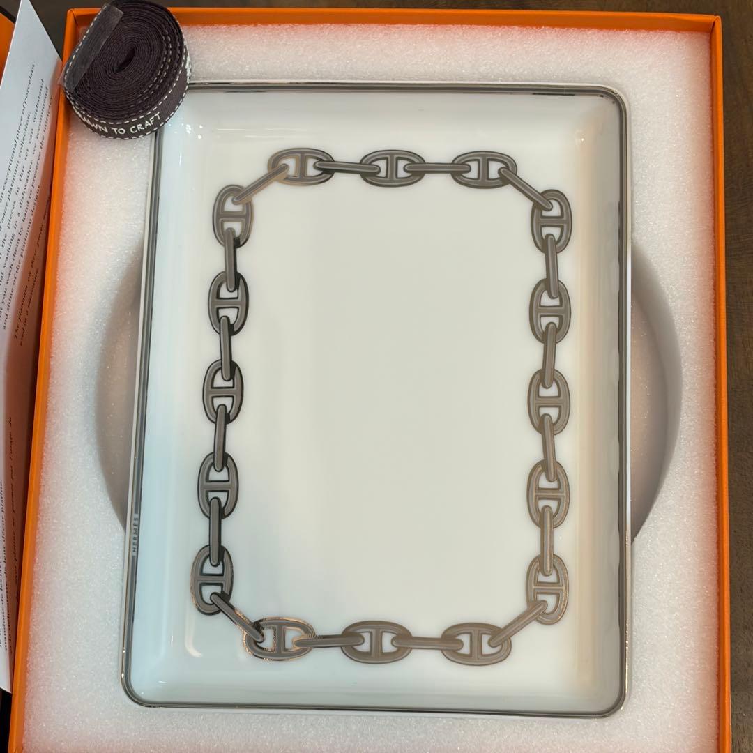 エルメス HERMES シェーヌダンクル プラチナ スクエアプレート