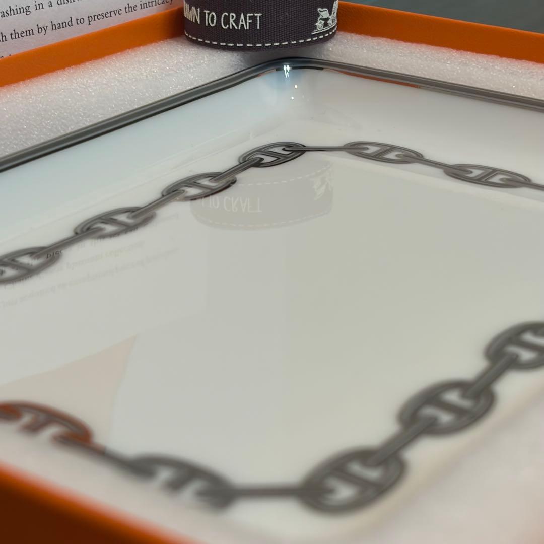 エルメス HERMES シェーヌダンクル プラチナ スクエアプレート