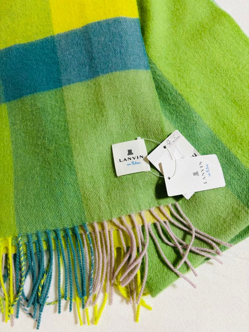 【新品タグ付】ランバンオンブルー　カシミヤ　ウール　大判　ストール