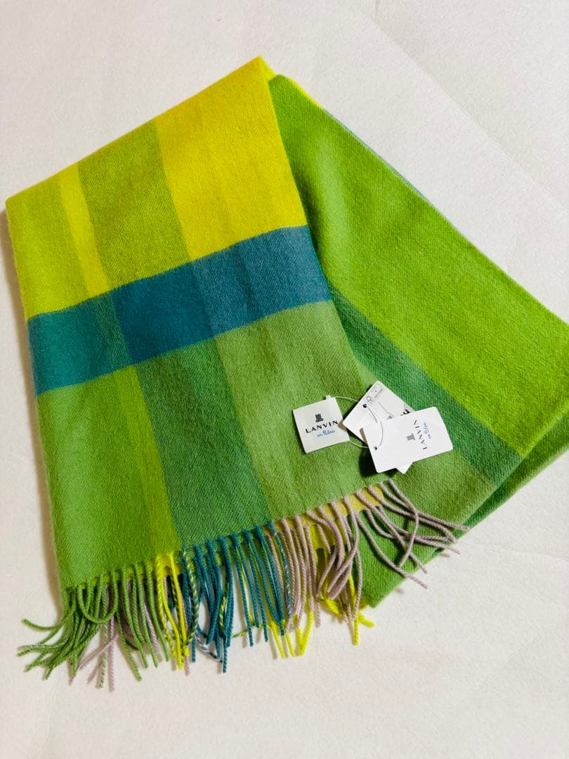 【新品タグ付】ランバンオンブルー　カシミヤ　ウール　大判　ストール