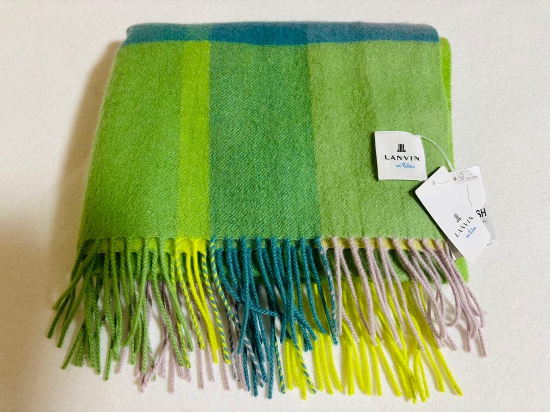 【新品タグ付】ランバンオンブルー　カシミヤ　ウール　大判　ストール