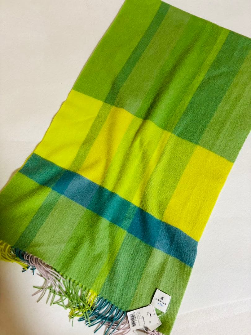 【新品タグ付】ランバンオンブルー　カシミヤ　ウール　大判　ストール