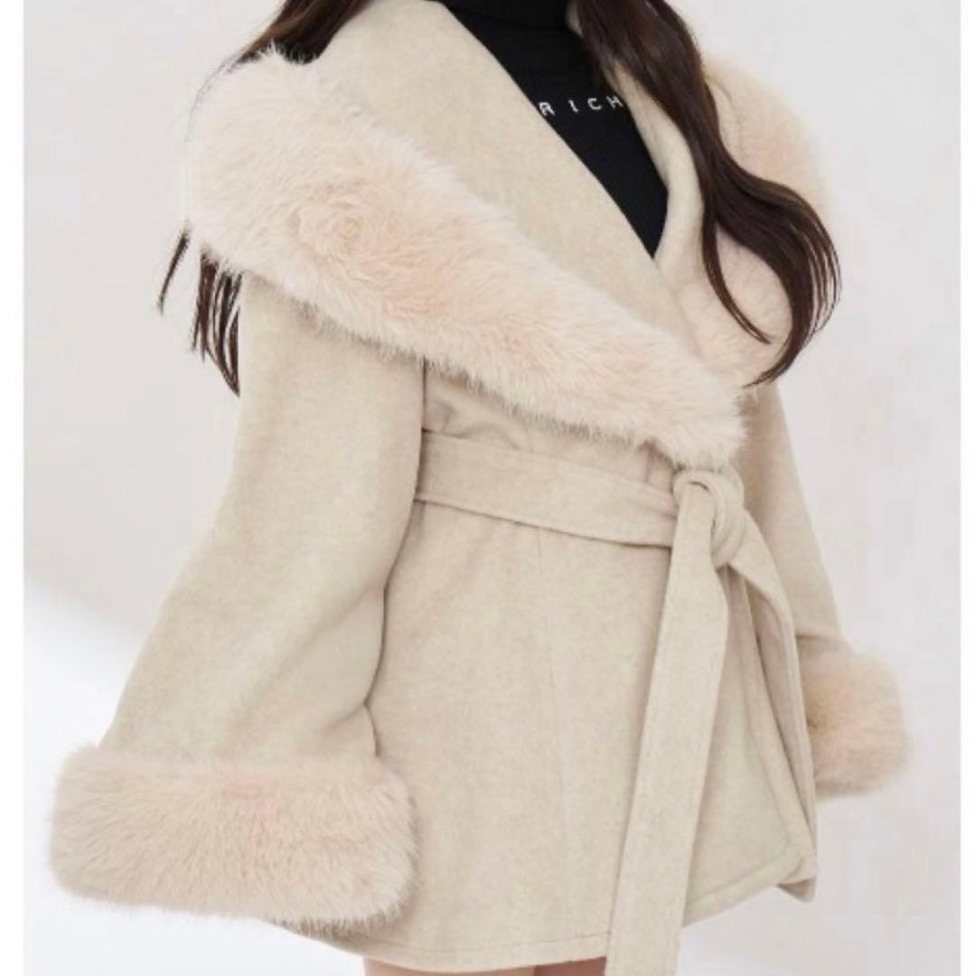 Darich ウエストベルトプリンセスラインコート　ベージュ　FL