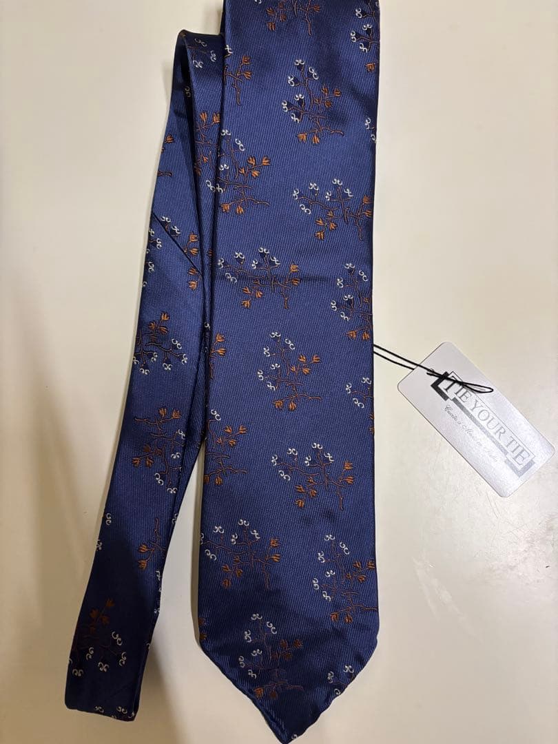 TIE YOUR TIE ネイビー　花柄　ネクタイ　イタリア製　タイユアタイ