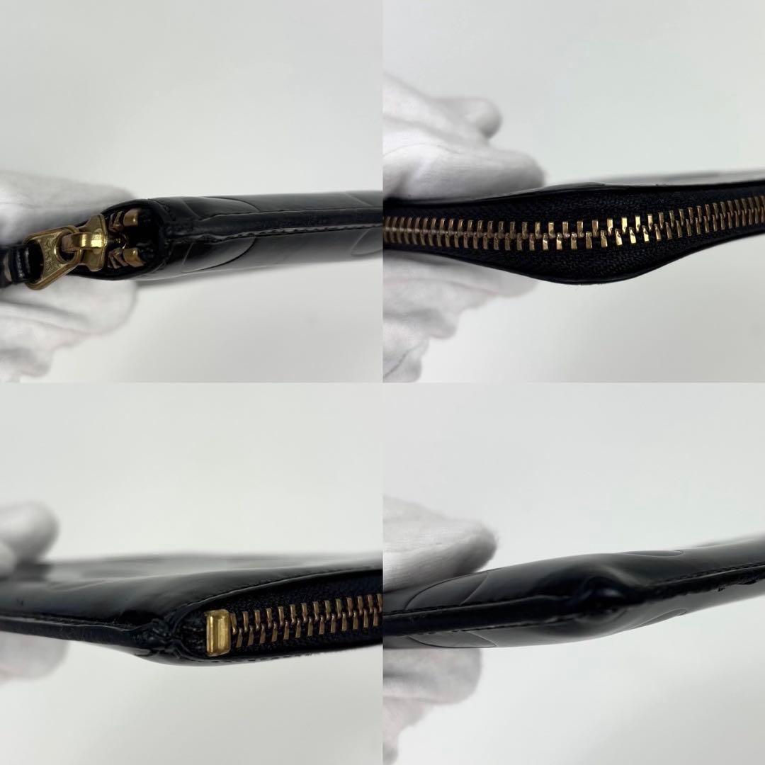 コムデギャルソン ポルカドット エンボス 財布 L字ファスナー ブラック