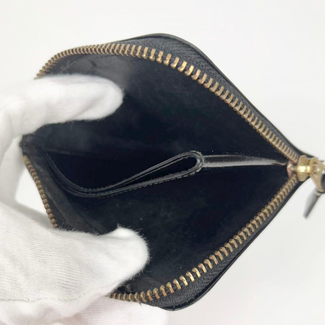 コムデギャルソン ポルカドット エンボス 財布 L字ファスナー ブラック