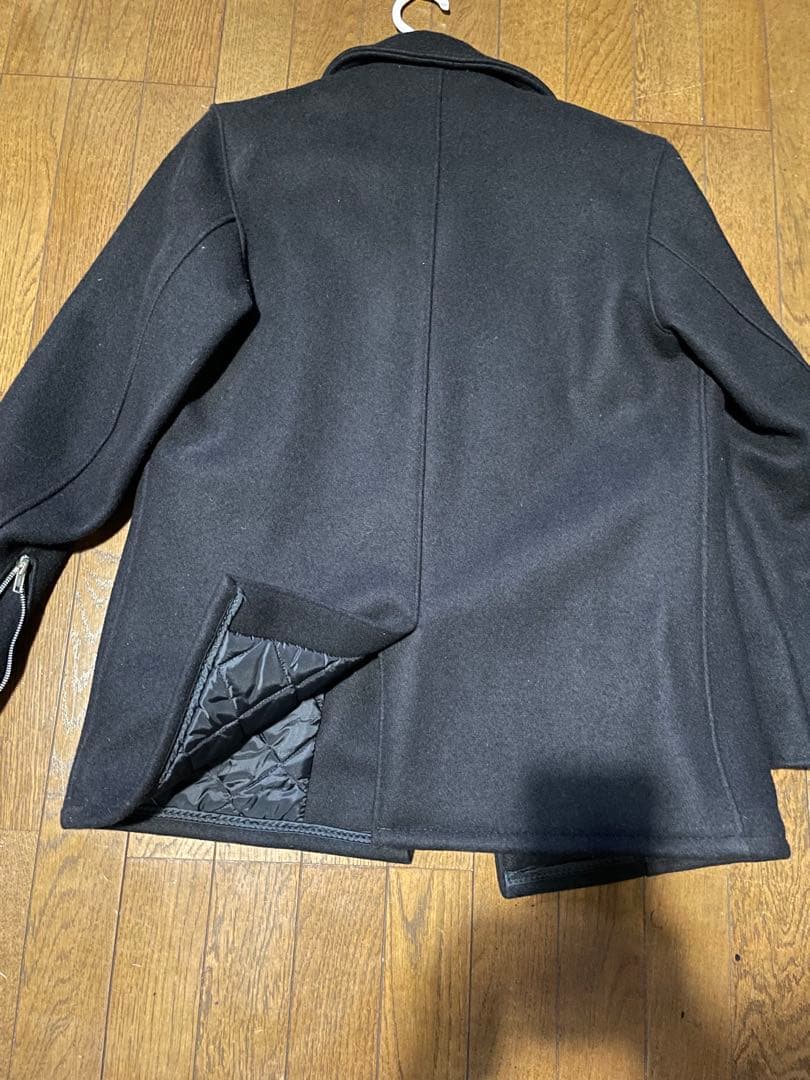 Schott 黒 ウールコート サイズ20 ブラック　ライダース　ピーコート