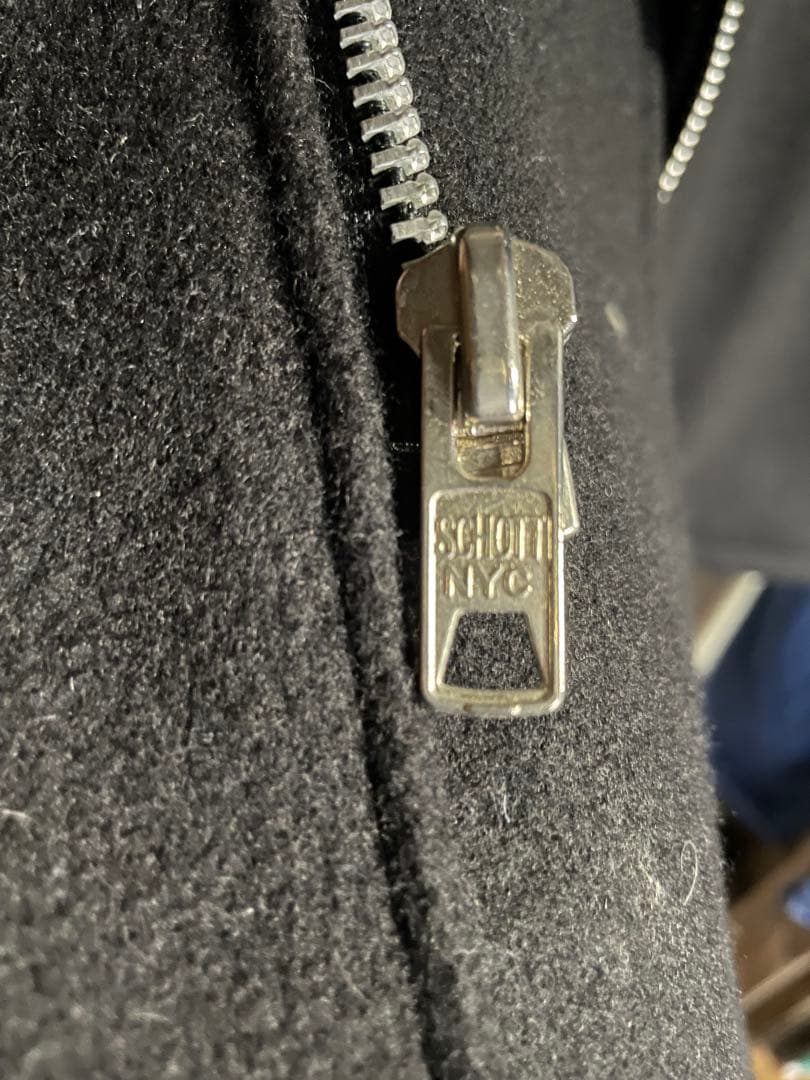 Schott 黒 ウールコート サイズ20 ブラック　ライダース　ピーコート