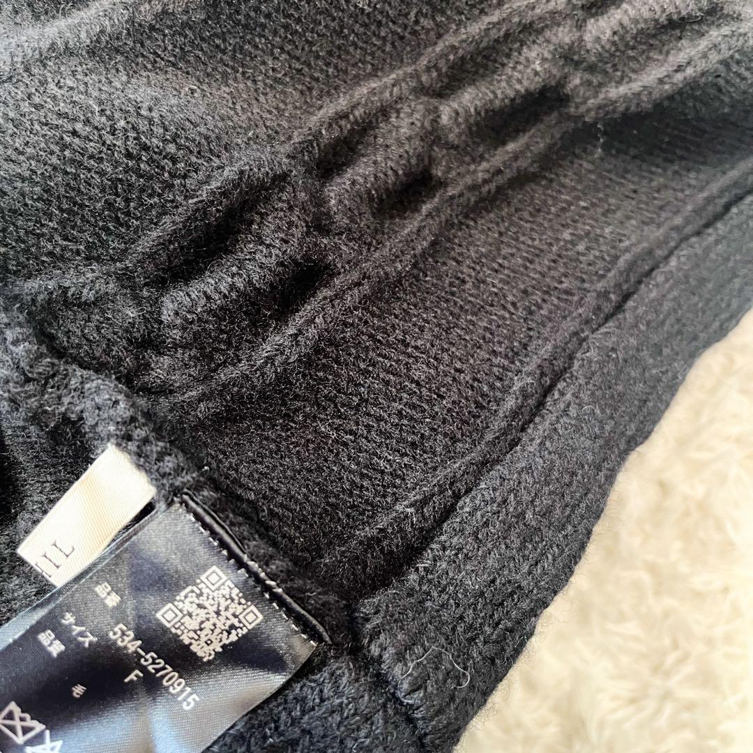 25年 ルフィル ポンチョ ウールミドルゲージケーブルニット フード ブラック