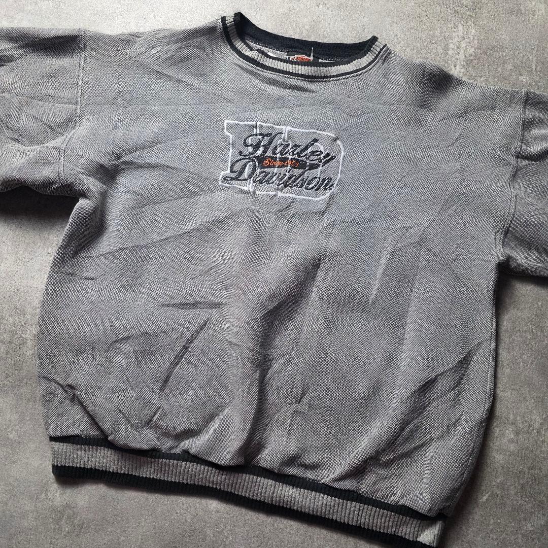 USA製HARLEYDAVIDSONハーレースウェットトレーナー短丈刺繍ロゴL