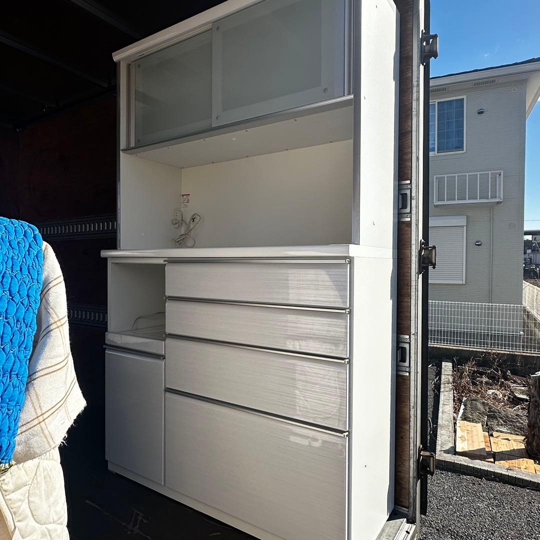 松田家具 キッチンボード 食器棚 幅117.5cm ソフトクローズ