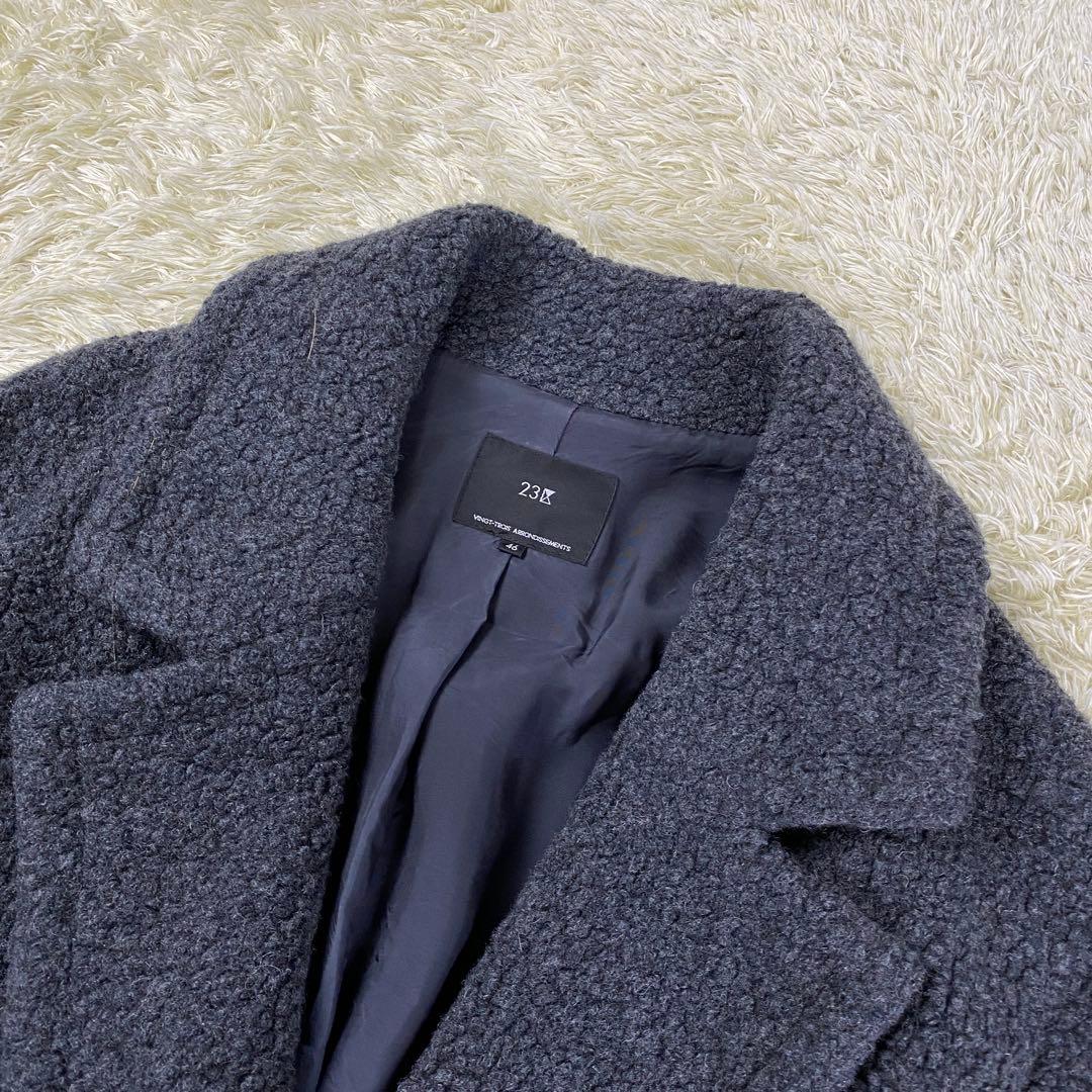 【極美品】23区 ボアジャージードロップショルダーコート 大きいサイズ 46