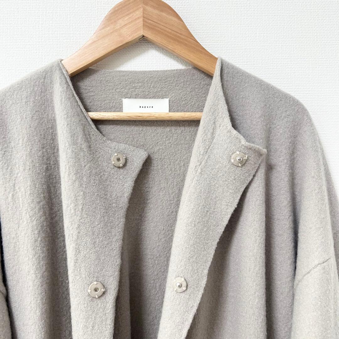 かぐれ　ウールノーカラージャケット　グレージュ　圧縮ウール