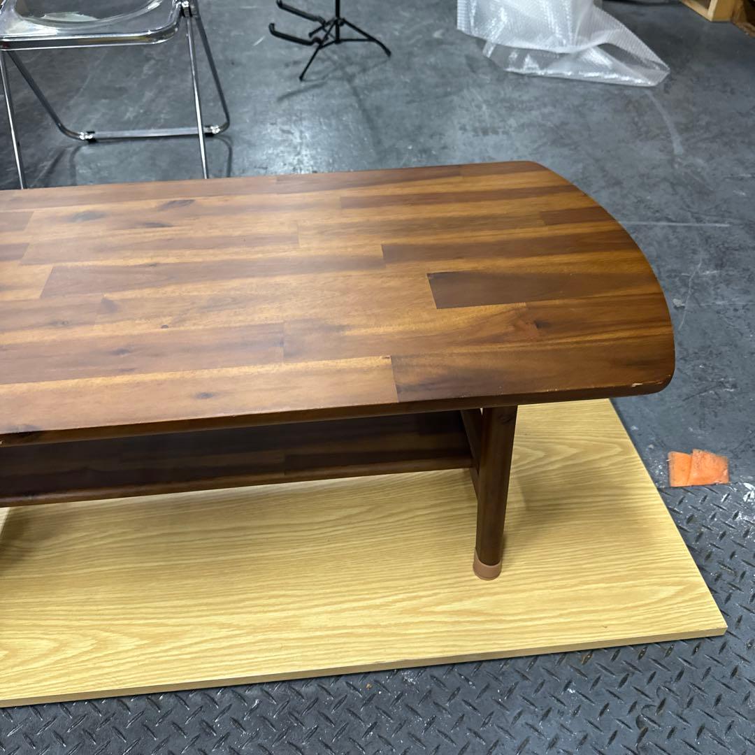 unico ダークブラウン木製楕円形センターテーブル