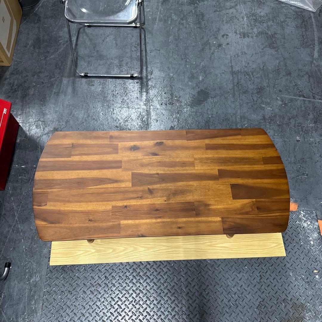 unico ダークブラウン木製楕円形センターテーブル