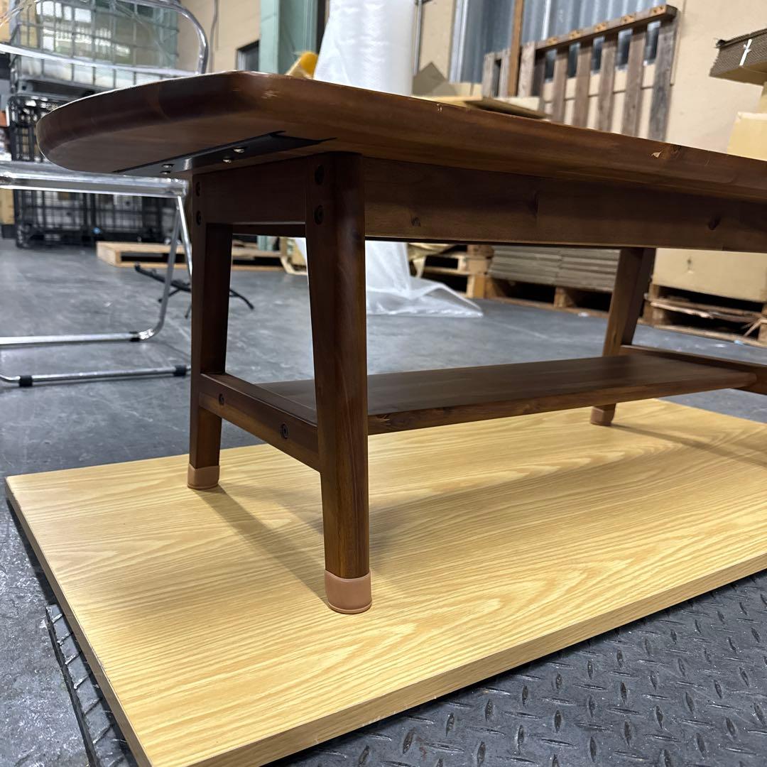 unico ダークブラウン木製楕円形センターテーブル