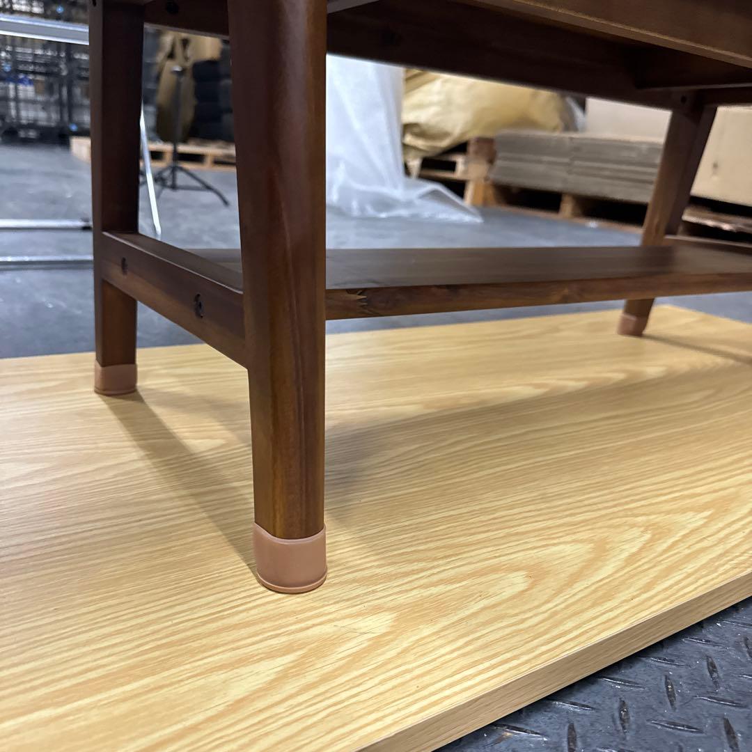 unico ダークブラウン木製楕円形センターテーブル