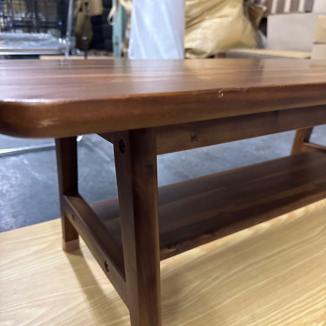 unico ダークブラウン木製楕円形センターテーブル