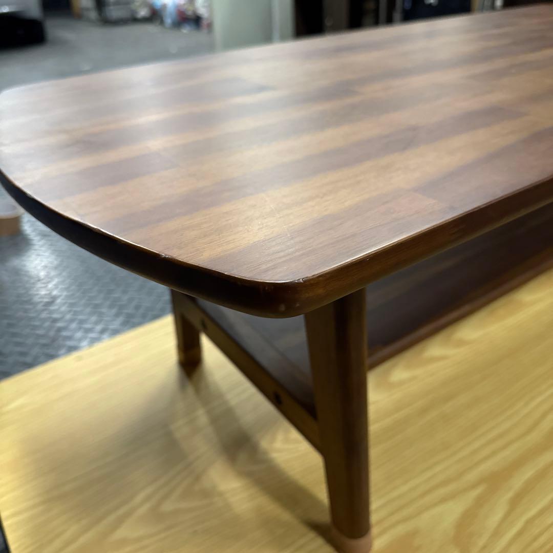 unico ダークブラウン木製楕円形センターテーブル