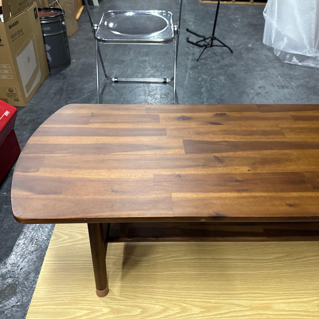 unico ダークブラウン木製楕円形センターテーブル