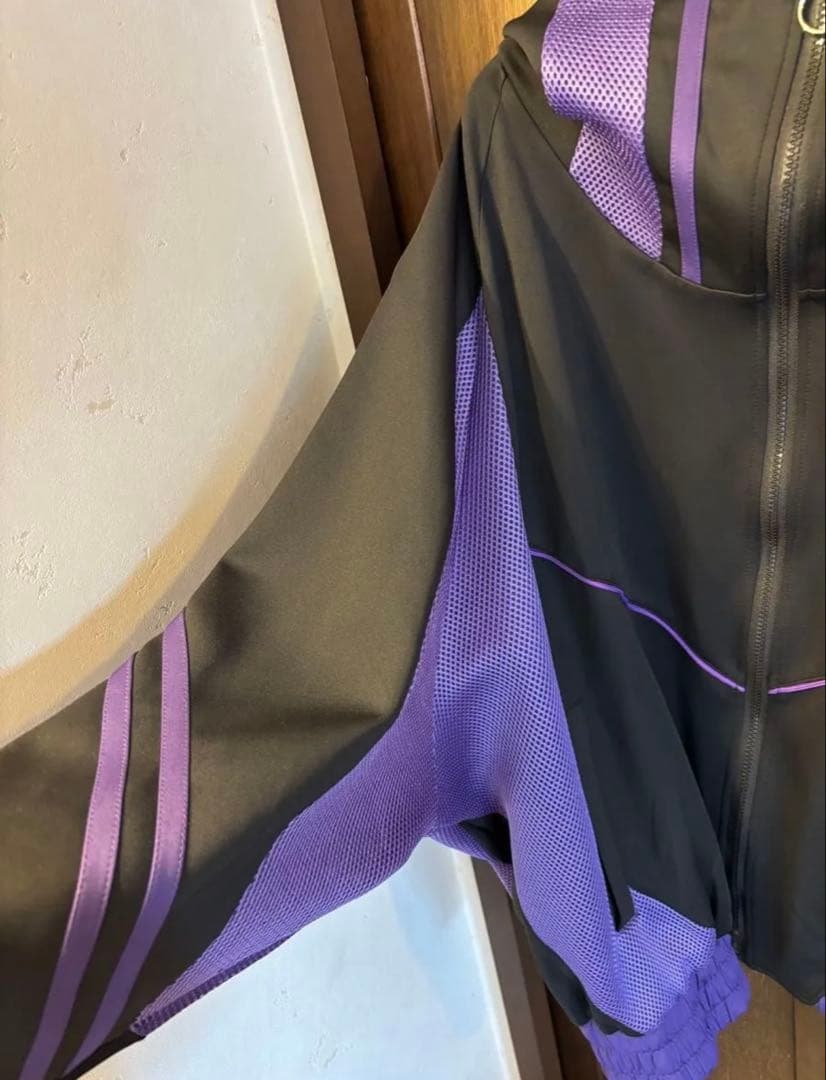 【REFLEM】レフレムメッシュ切替ハイネックジャージパーカー(黒/紫)