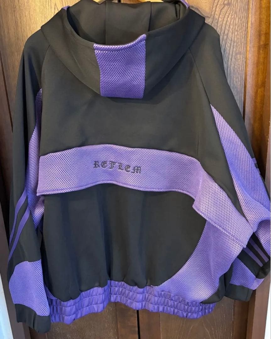 【REFLEM】レフレムメッシュ切替ハイネックジャージパーカー(黒/紫)