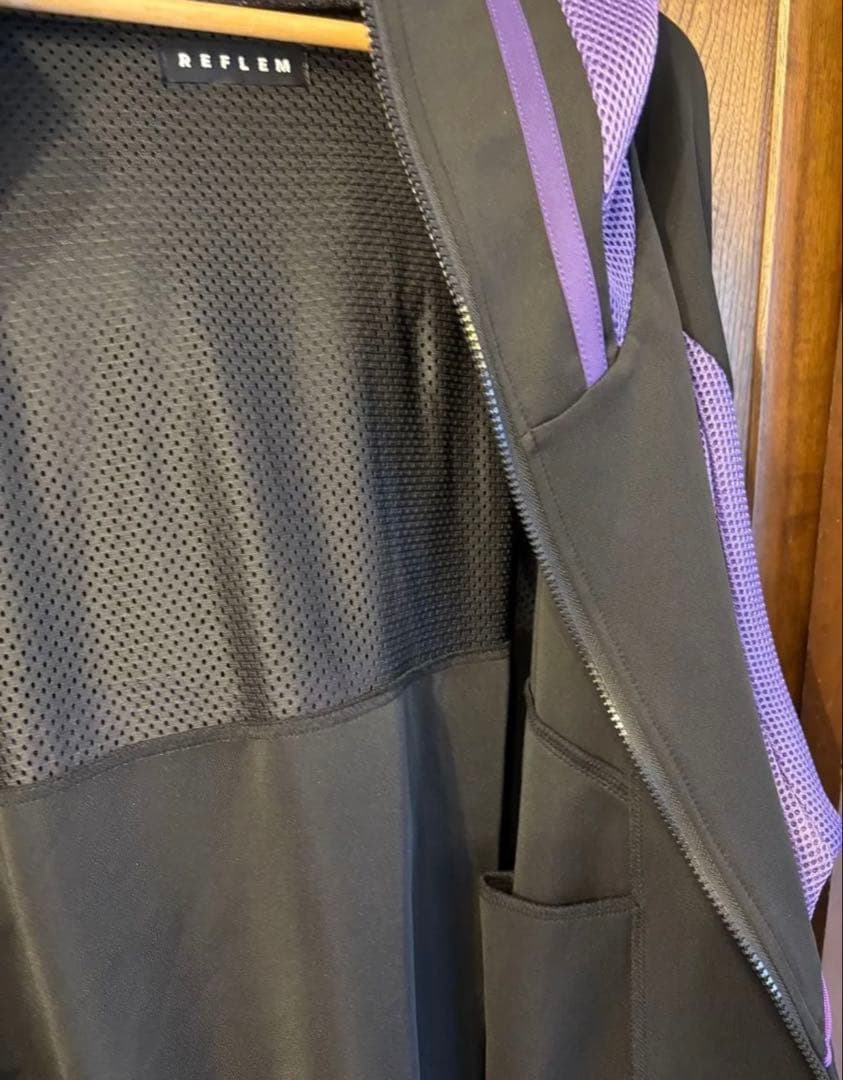 【REFLEM】レフレムメッシュ切替ハイネックジャージパーカー(黒/紫)