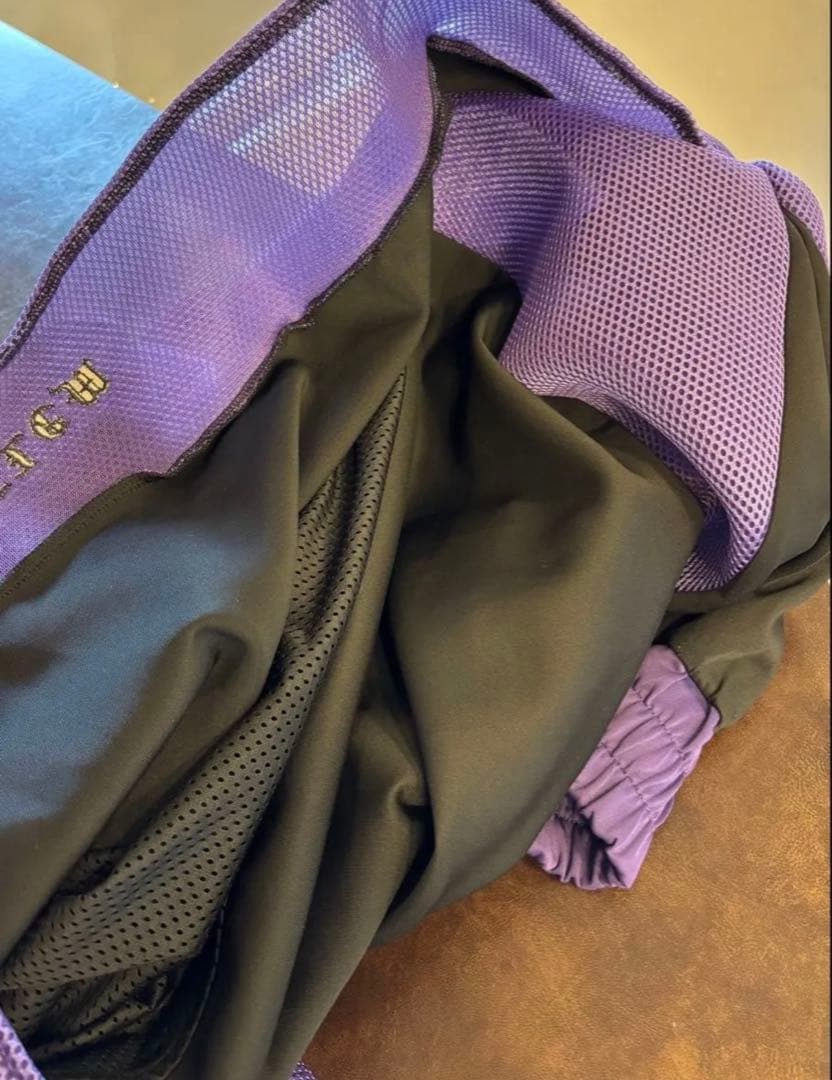 【REFLEM】レフレムメッシュ切替ハイネックジャージパーカー(黒/紫)