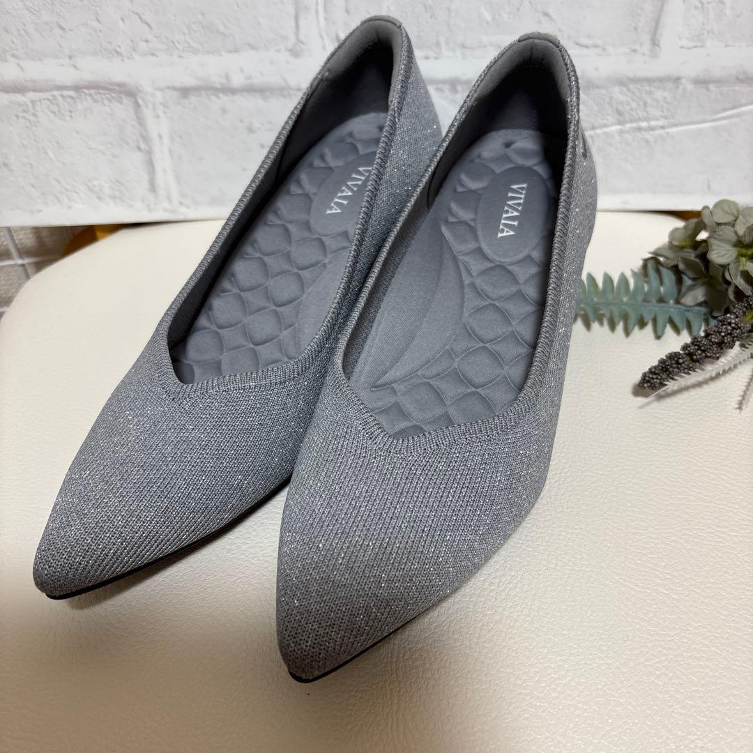 極美品⭐︎VIVAIA-Scarlettパンプス ラメ入りグレー　size36.5